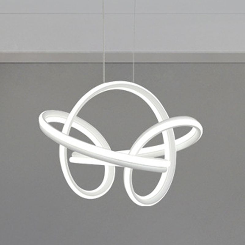 Seamless Curve Chandelier Light Simple Acrylic White/Coffee LED Ceiling Pendant Light for Living Room