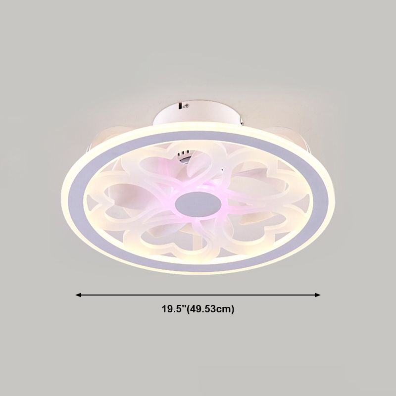 White Circle Ceiling Fan Lamp Minimalist Acrylic LED Semi Flush Mount Ceiling Light