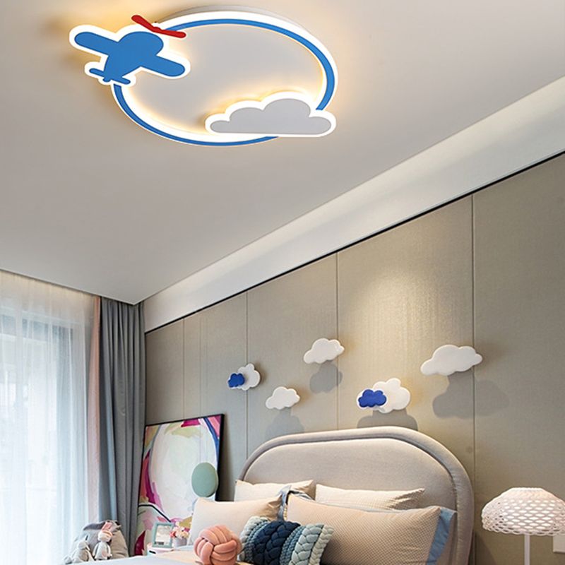 Metal Geometric Shape Flush Ceiling Modern Multi Lights Flush Mount Lighting in Blue