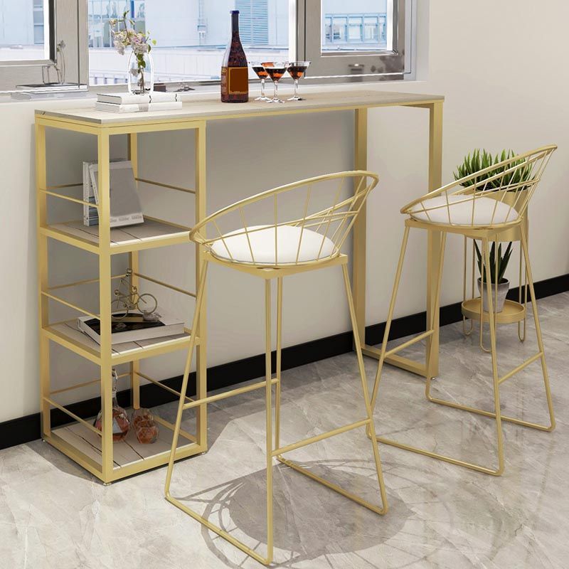 White and Gold Bistro Accent Dining Table Contemporary Indoor Bar Table