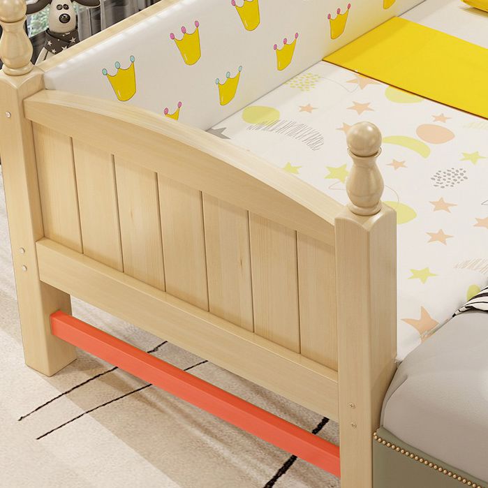 Contemporary Washed Natural Nursery Bed Solid Wood with Guardrail