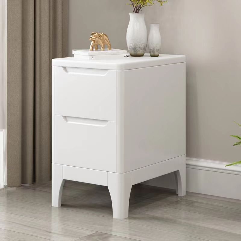 Modern Solid Wood Nightstand 19.6"Tall 2 - Drawer Nightstand in Natural / Brown / White