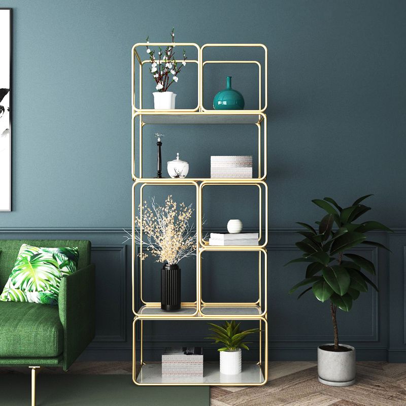 Glam Style Metal Bookshelf Etagere Shelf Bookcase for Home Office