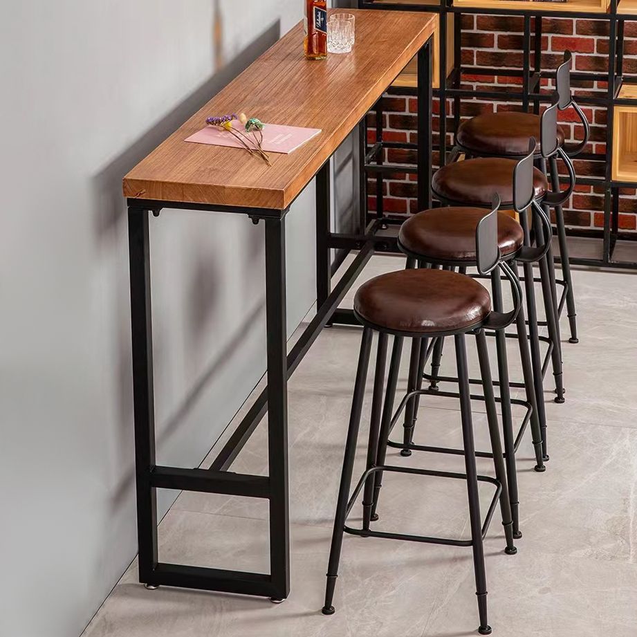 Solid Wood Bar Dining Table Industrial Bar Dining Table with Trestle Base