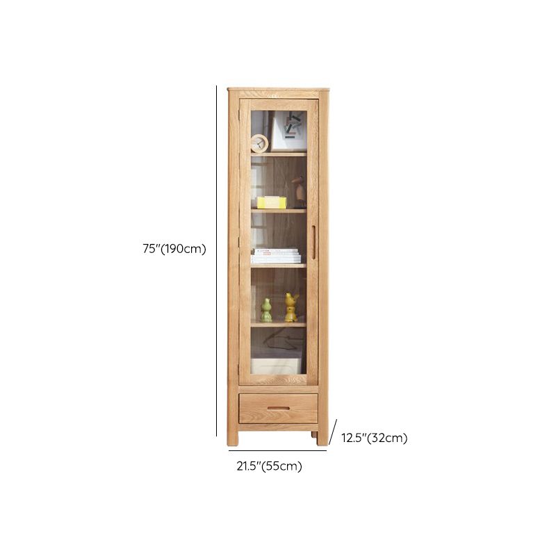 Solid Wood Display Cabinet Modern Style Glass Door with Adjustable Shelf