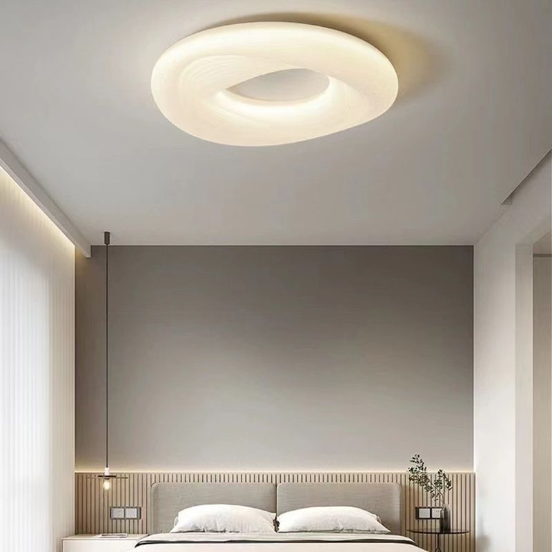 White Shaded Ceiling Light Contemporary LED Flush Mount Lighting for Room