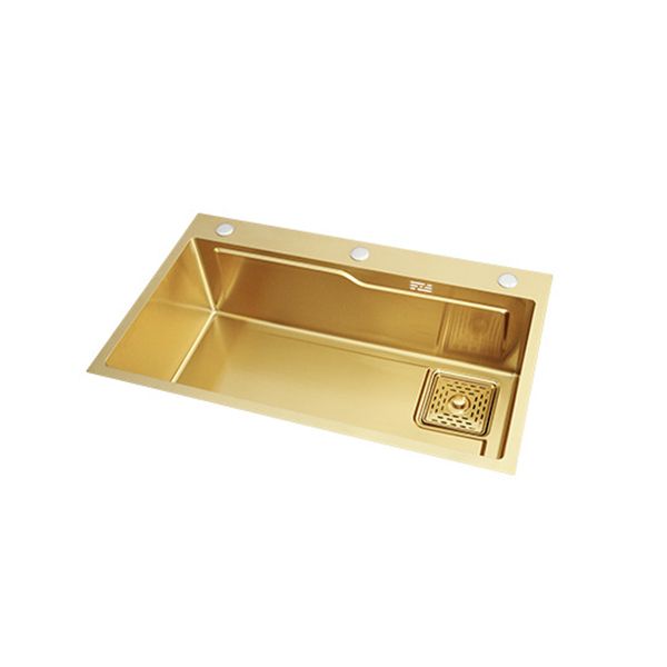 Glam Stainless Kitchen Sink Golden with Faucet Cutting-Board Drain Assembly Sink