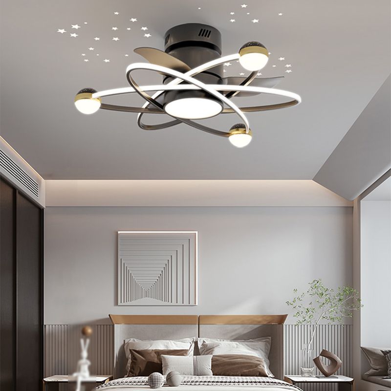 Geometric Shape Metal Ceiling Fans Modern Style Multi-Lights Ceiling Fan Fixture