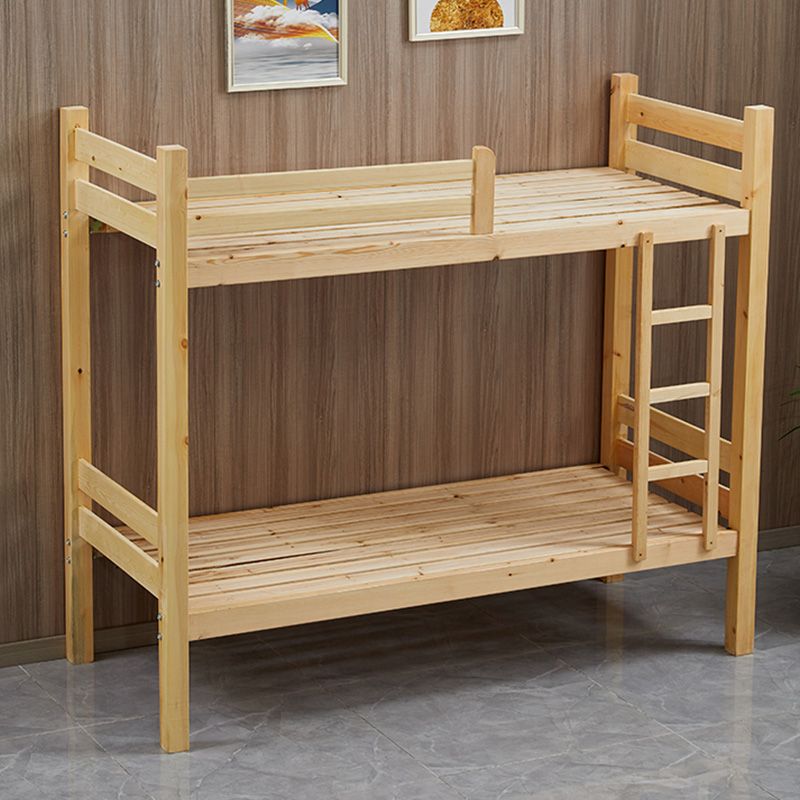 Mid-Century Modern Natural Bunk Bed with Built-In Ladder in Solid Wood