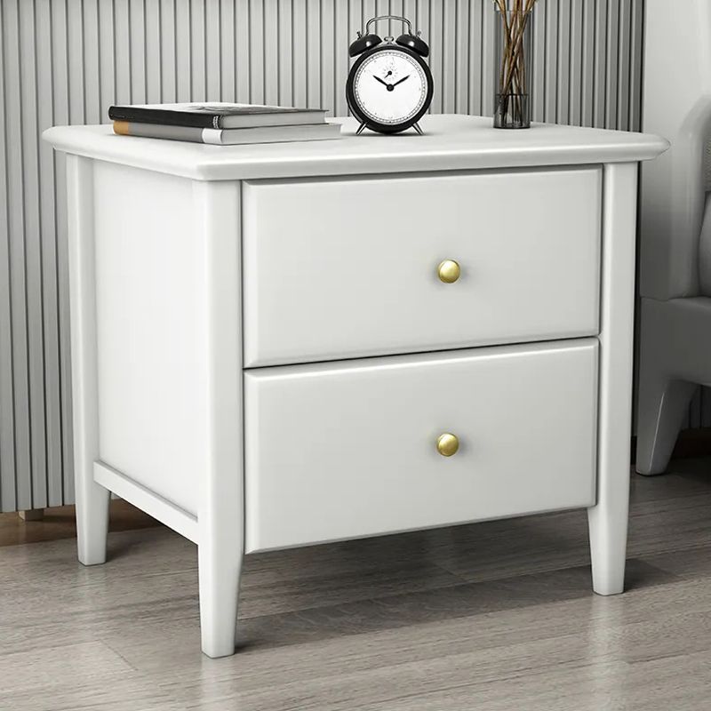 Wooden Bed Nightstand Modern Minimalist Bedside Table with Legs