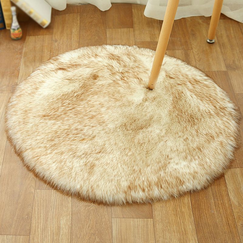 Multicolored Funky Round Rug Comfort Modern Plain Shag Carpet Polyester Stain Resistant Indoor Rug for Home Decoration