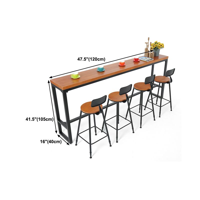 Industrial Rectangle Bar Table Pine Solid Wood Bar Dining Table with Footrest