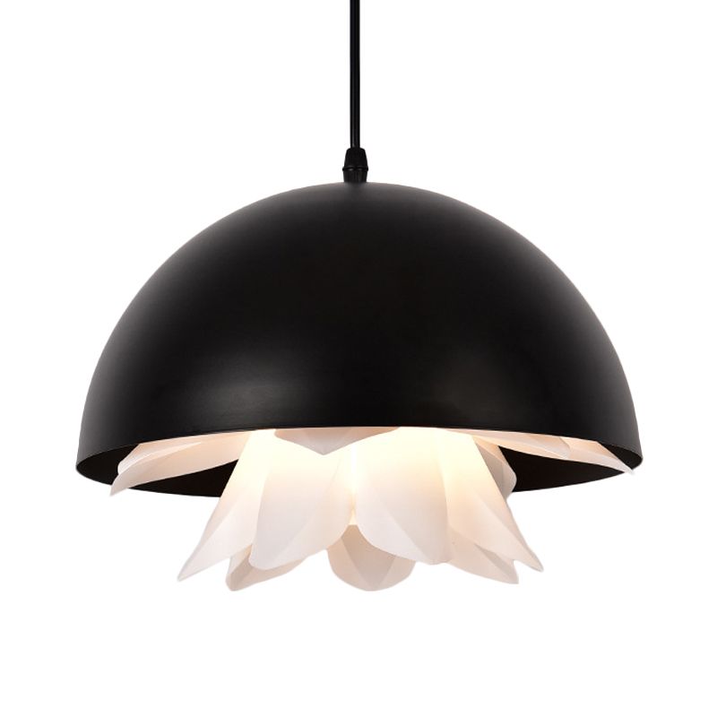 Warehouse Jellyfish Hanging Pendant Light 1-Bulb Iron Ceiling Suspension Lamp in Black/White/Gold for Kitchen