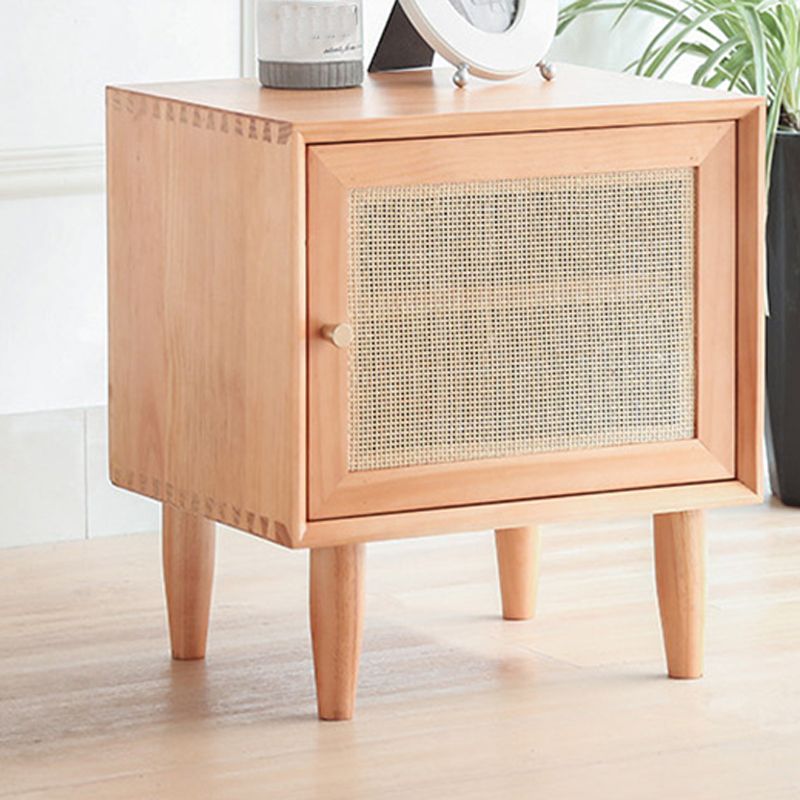 Contemporary Lower Shelf Nightstand Rattan Bedside Cabinet with Drawer for Bedroom