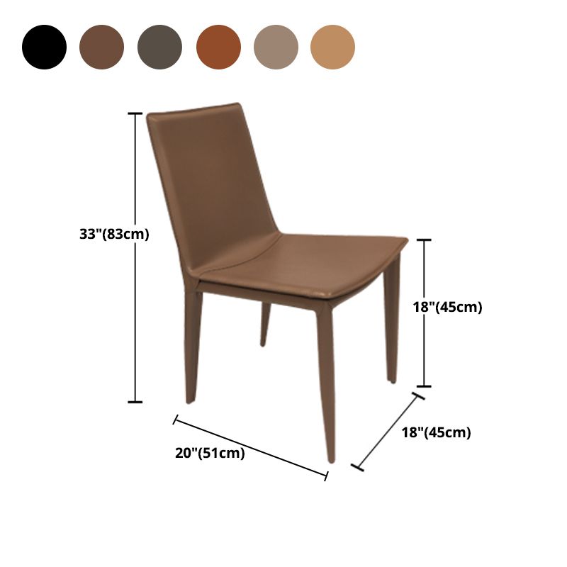 Glam Dining Room Side Chairs Leather Armless Dining Chairs for Home