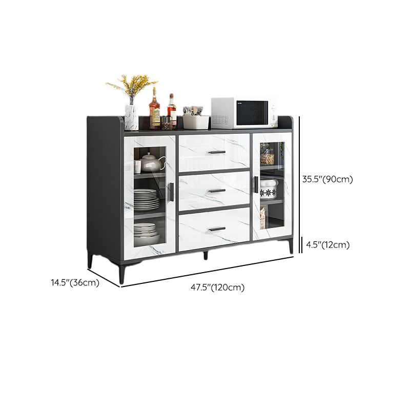 Contemporary Style Buffet Sideboard Wood Sideboard with Cabinets