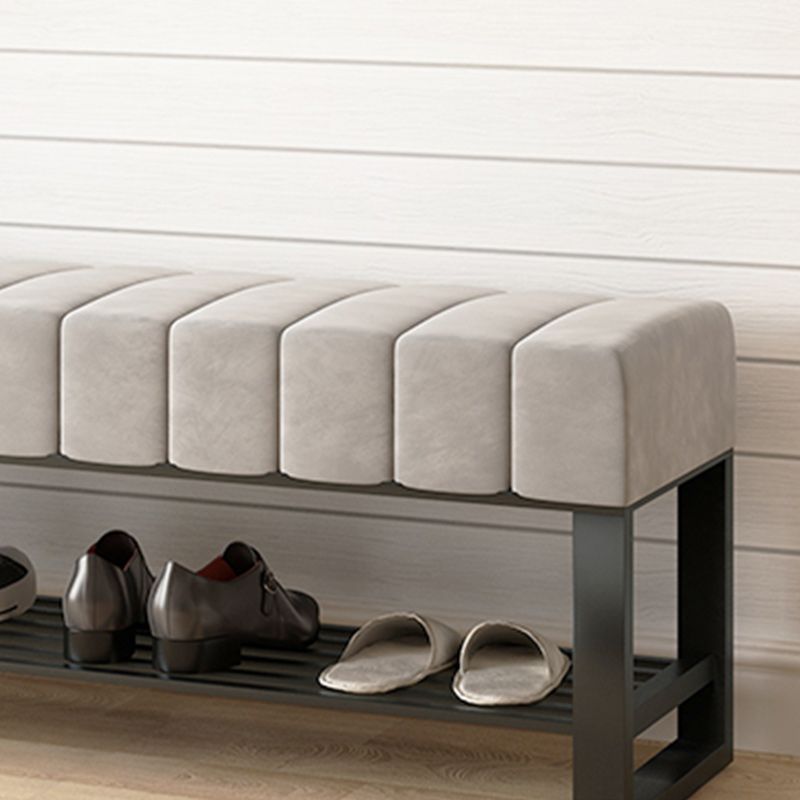 Velvet Seating Bench Modern Rectangle Tufted Bench with Shoes Storage