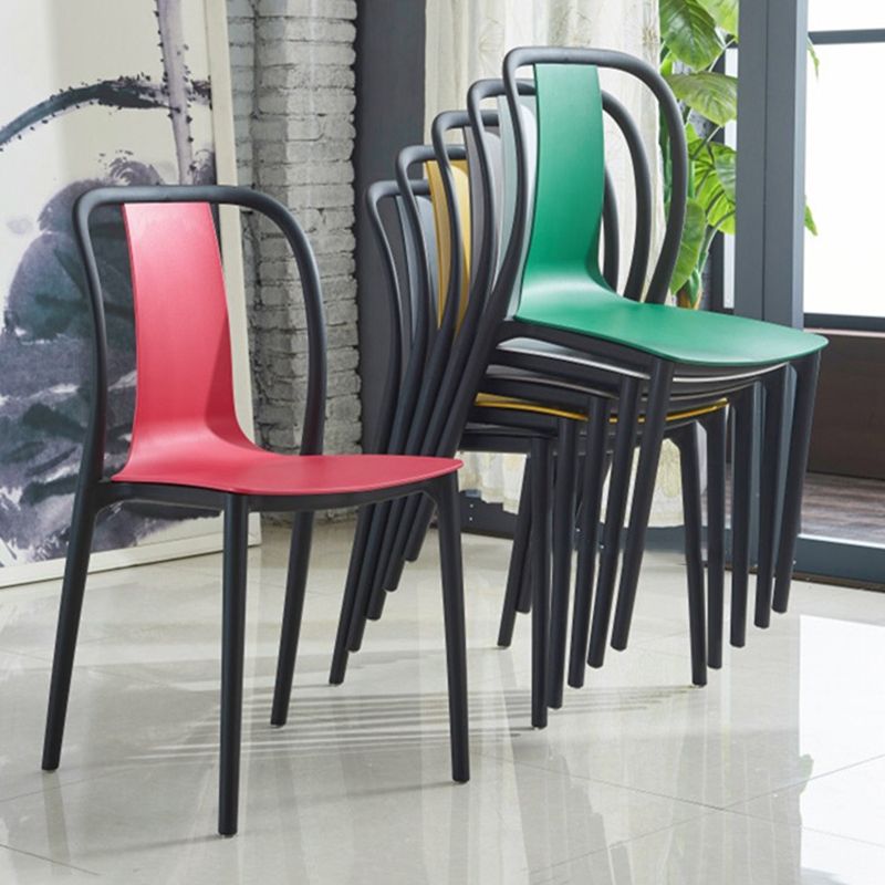 Modern Style Stackable Plastic Chair Slat Back Stacking Side Chair (Set of 2/4)