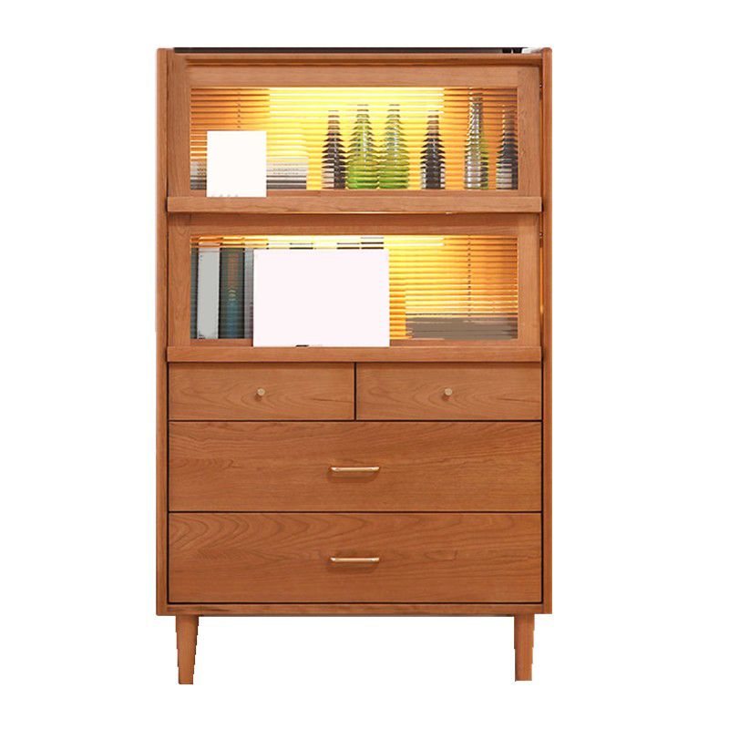 Modern Style Sideboard Cabinet Home Wooden Side Board with Glass Doors