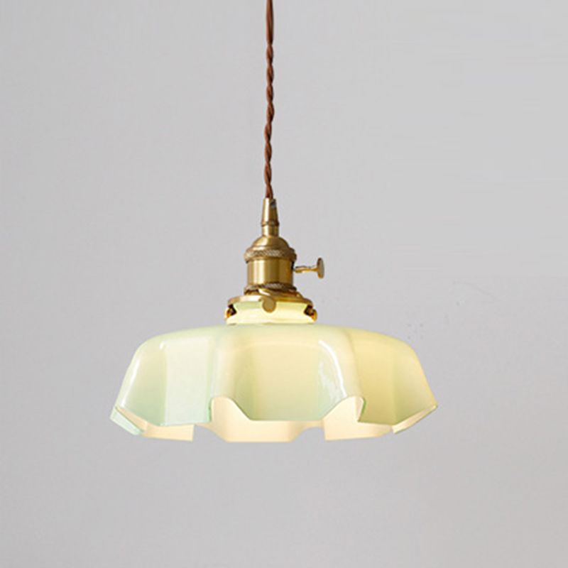 Pot Cover Shape Hanging Lighting Industrial Style Glass 1 Light Pendant Lamp
