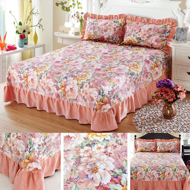 1 and 3-Piece Bed Sheet Plain Weave Floral Cotton Bed Sheet Queen