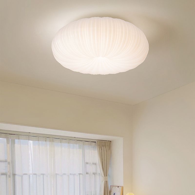 LED Modern Metal Flush Mount Circular Shape Ceiling Light with Acrylic Shade in White