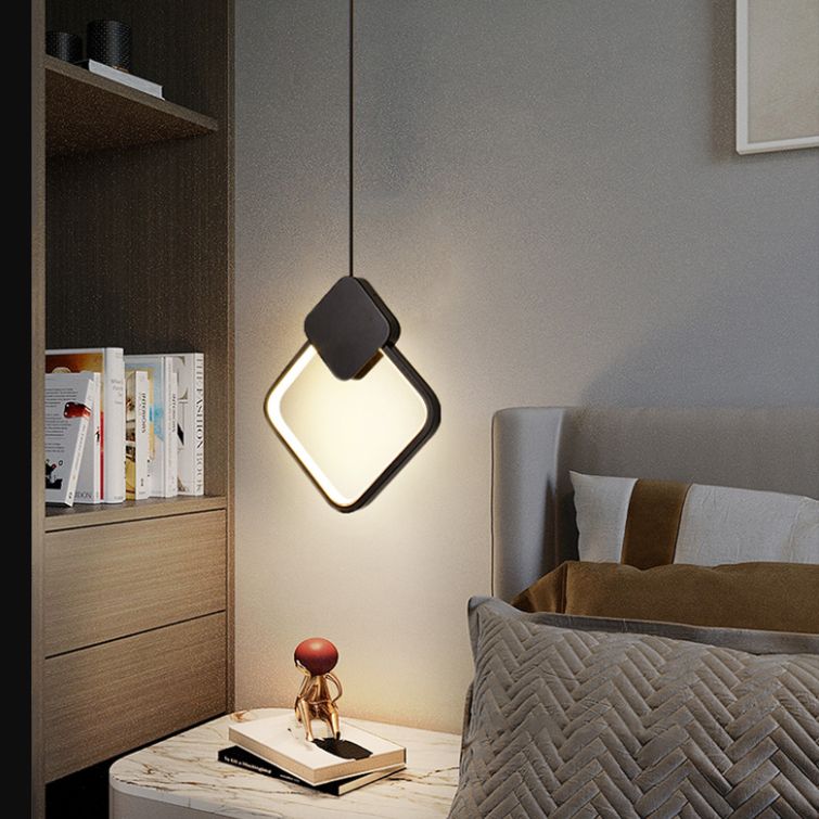 Geometric Aluminium LED Pendant Light in Modern Simplicity Wrought Iron Hanging Light with Silicone Shade