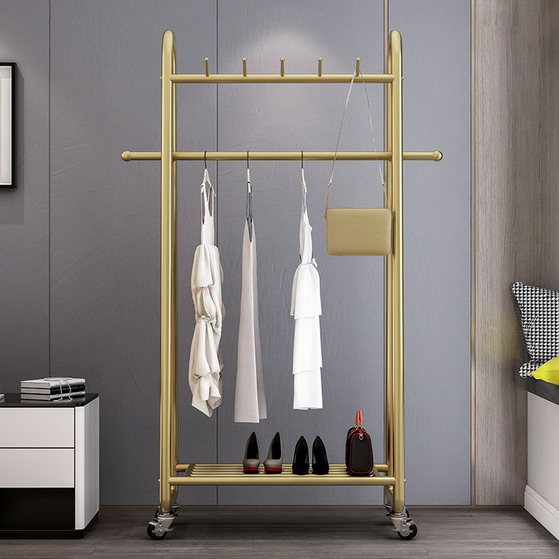 Modern Coat Hanger Solid Color Metal Coat Rack with Storage Shelving