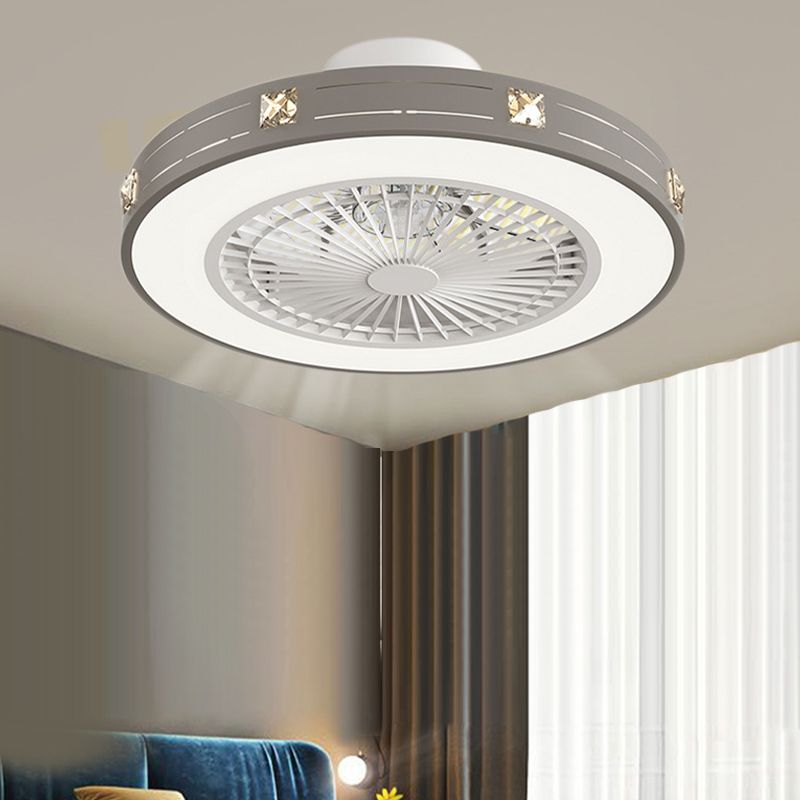 Circular Metal Ceiling Fan Modern 1 Light Ceiling Mount Fans Fixtures for Living Room