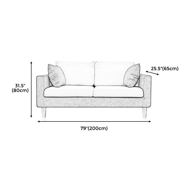 Linen Modern Standard Sofa 25.5"W Square Arm Sofa with Bolster Pillows for Living Room