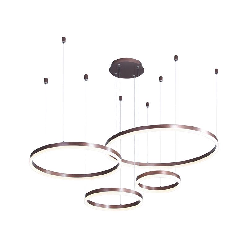 Lustre en forme multi-anneaux moderne de style moderne de style acrylique suspendu luminaire pour le salon