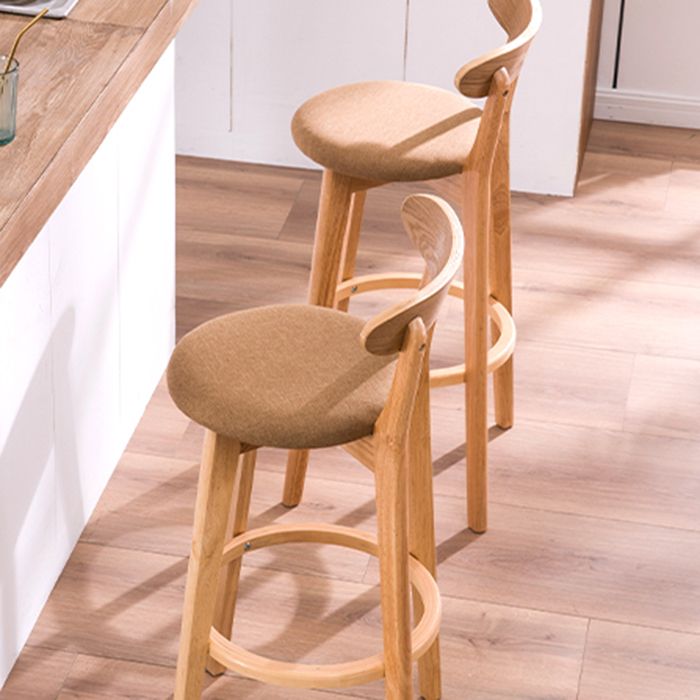 Contemporary Beech Low Back Home Stool Matte Finish Upholstered Bar Stools