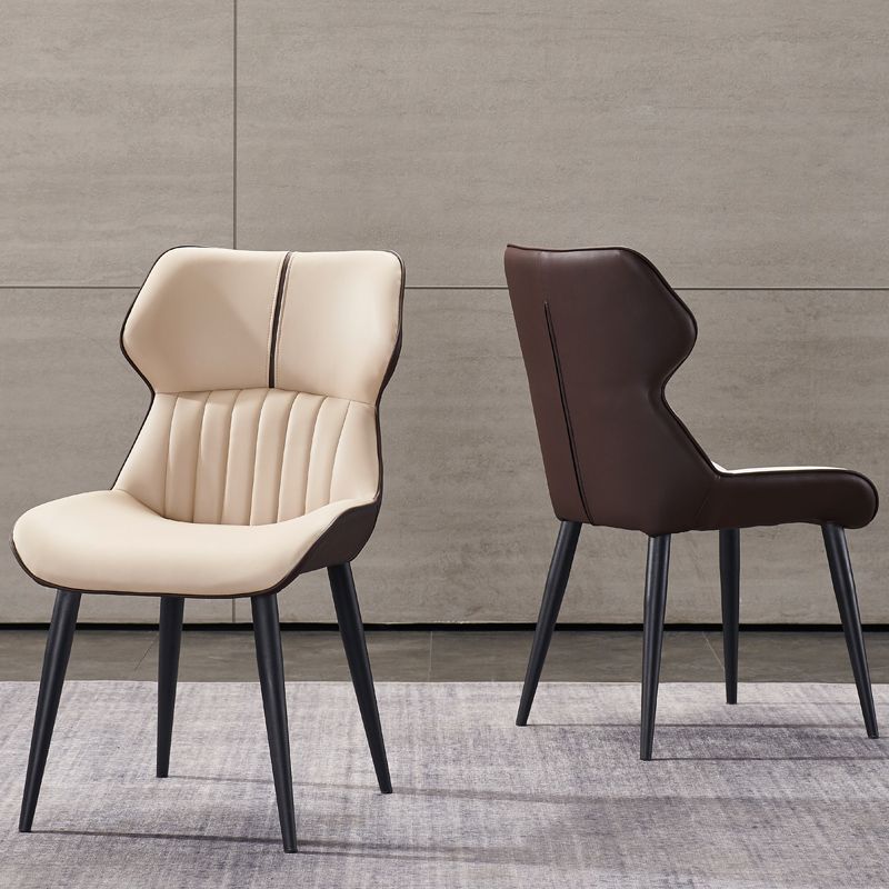 Minimalist Design Arm Wingback Side Chairs Faux Leather Side Chair