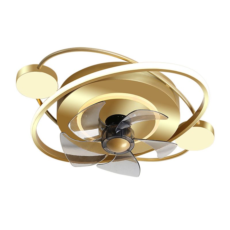 Oval LED Polished Gold Fan Mount Metal and Acrylic Contemporary Ceiling Fan