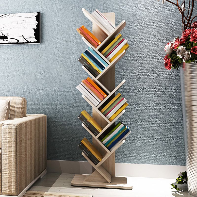 Contemporary Wood Bookcase Closed Back Bookshelf for Home Office