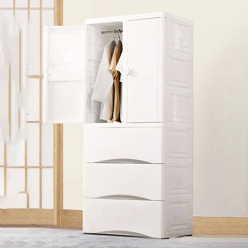 Modern Style Kid's Wardrobe Plastic Wardrobe Closet with Garment Rod