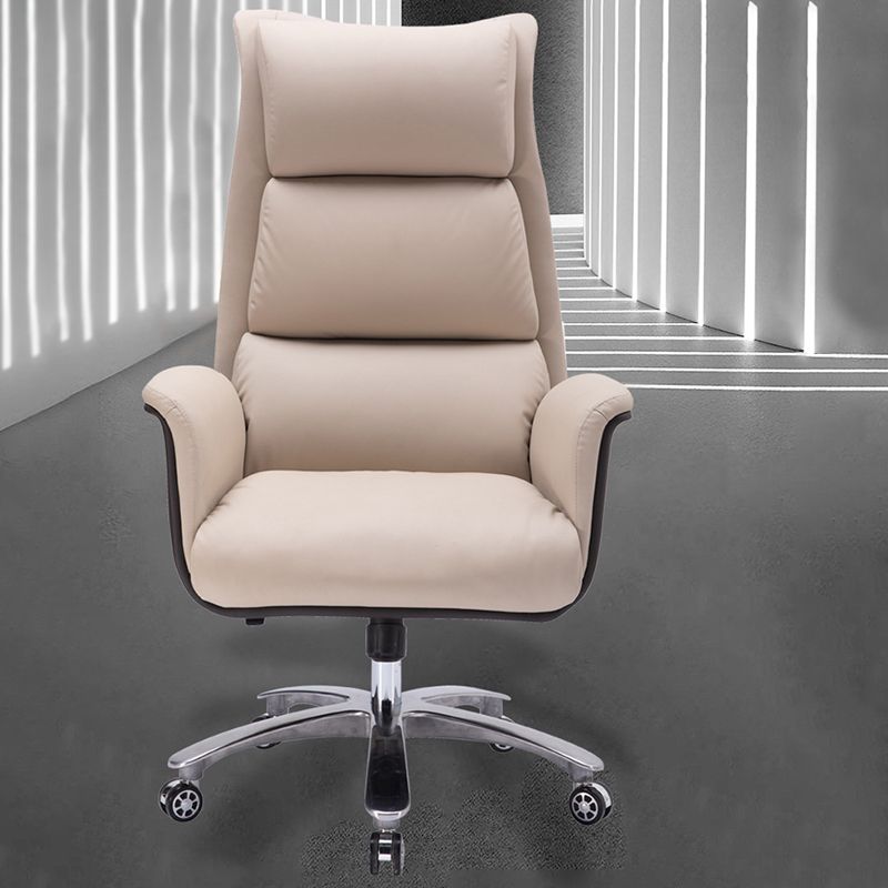 Modern Armless Office Chair Leather No Distressing Ergonomic Desk Chair with Wheels