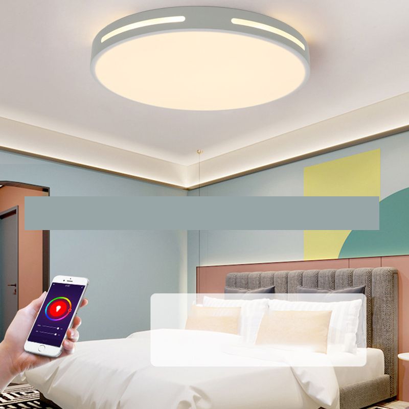 Acrylic Round RGBW Ceiling Light Nordic White Smart LED Flush Mounted Fixture for Bedroom