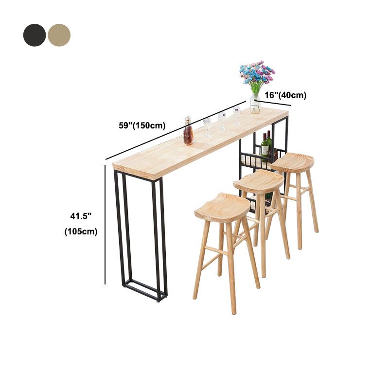 Modern Style Bar Table Rectangle Bar Dining Table with Double Pedestal