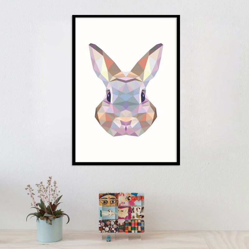 Brown Rabbit Head Wall Decor for Decoration Modernism Playroom Wrapped Canvas (Multiple Sizes)