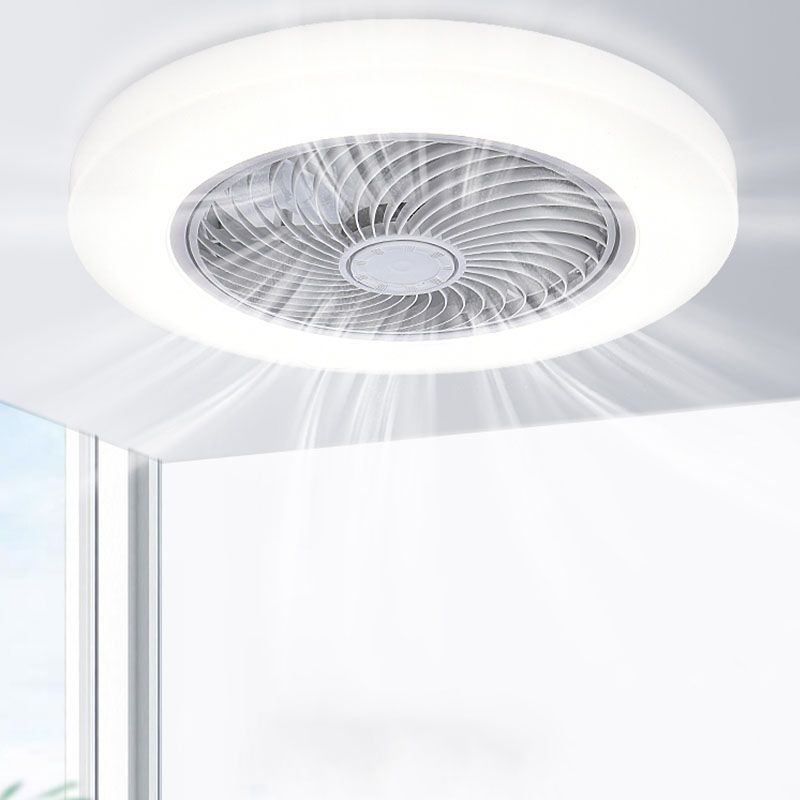 Ventilateur de plafond LED créatif moderne Light Fer Whited Iron Circular Mount avec une teinte acrylique