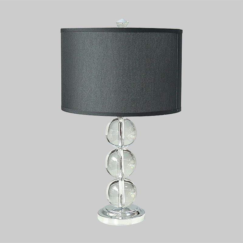 Tissu tambour table de nuit Éclairage minimaliste de la table de cheminée noire à 1 bulbe avec accent en cristal