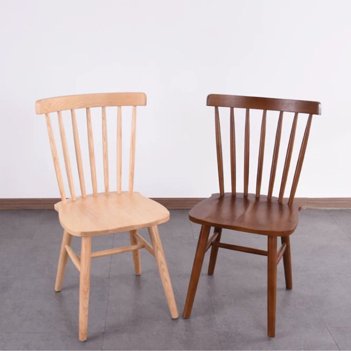 Scandinavian Wood Armless Kitchen Dining Chairs Windsor Back Chair