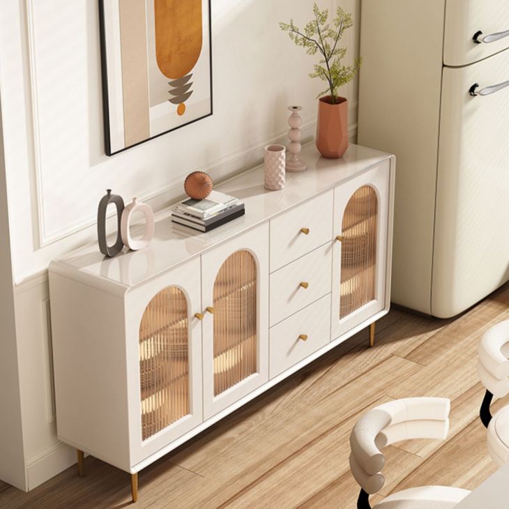 Contemporary Sideboard Cabinet Faux Wood Sideboard Table with Legs for Kitchen