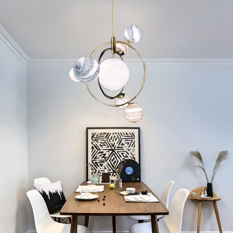 Gold Universe Suspension Light Creative Modern Metallic Chandelier for Living Room Hotel