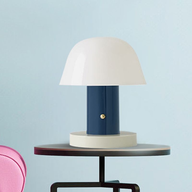 Metal Mushroom Desk Lighting Contemporary LED Night Table Lamp in White and Blue/Brown and Blue for Living Room