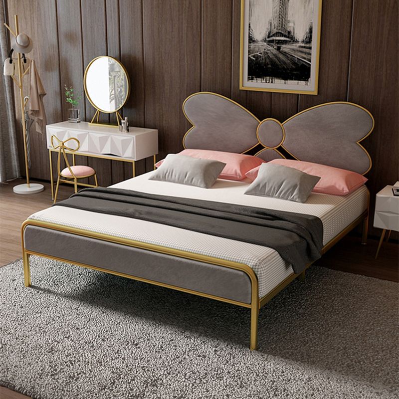 Upholstered Metal Bed Frame for Girl Modern Wire-Grid Standard Bed