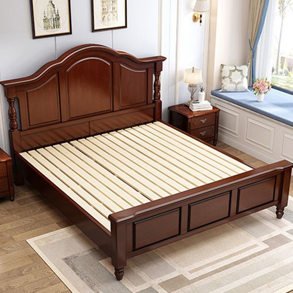 Victorian Camelback Wood Panel Bed 54.3-inch H Bed Frame with Headboard