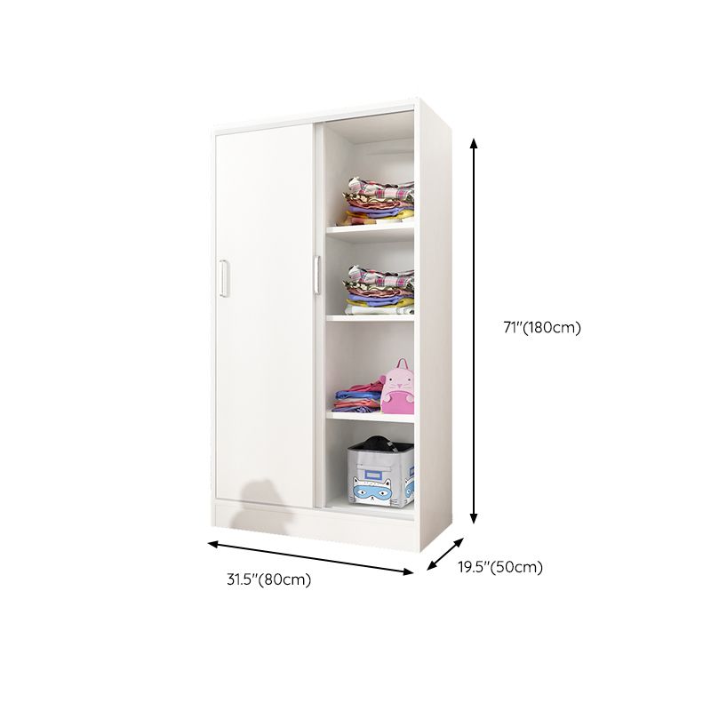 Manufactured Wood Kid's Wardrobe Contemporary White Kids Closet with Garment Rod