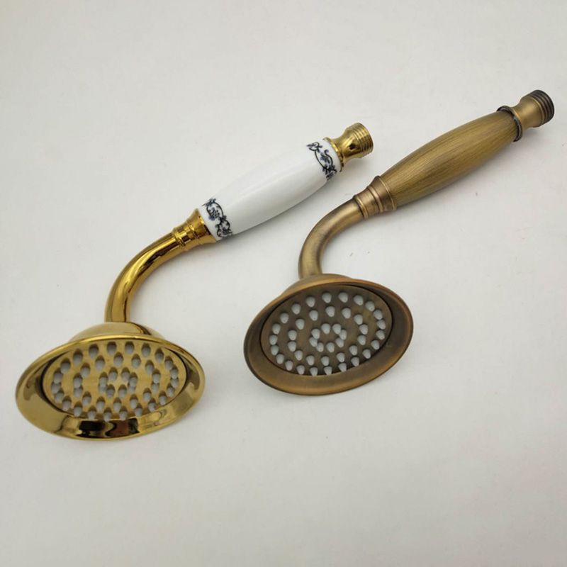 Traditional Handheld Shower Head with Hose Polished Brass Wall-Mount Showerhead